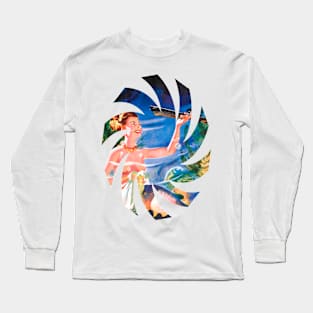 Beautiful Giant Mermaid Retro girl Long Sleeve T-Shirt